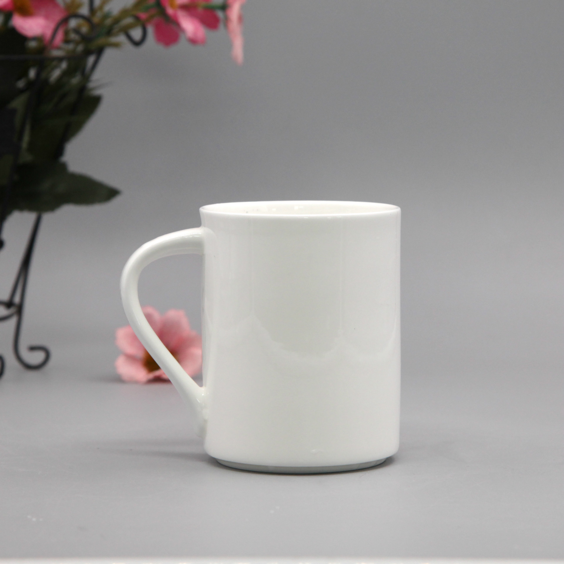 雷格 唐山骨瓷 纯白直身马克杯 优质陶瓷水杯 可定制logo图案