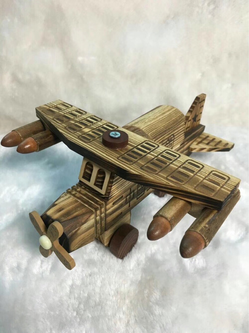 厂家直销木制空军直升飞机模型手工制作木质战斗飞机批发货号2362