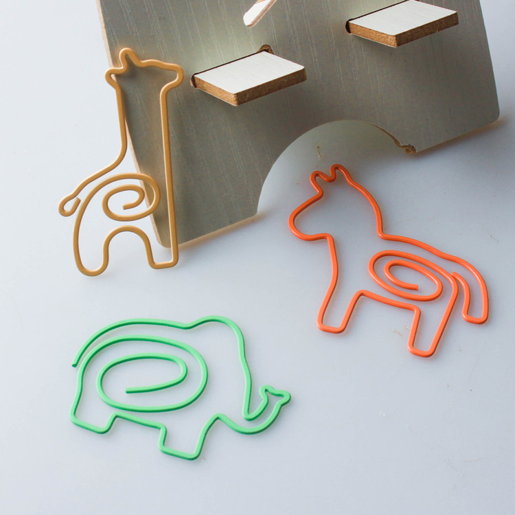 马卡龙色创意回形针 异形回纹针 动物系列造型曲别针 万字夹 定制