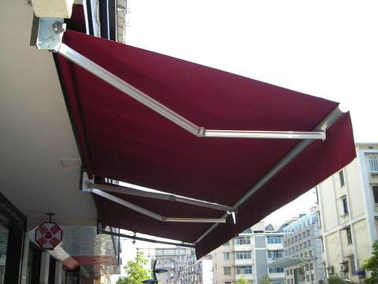 户外手摇遮阳棚伸缩式阳台雨篷铝合金遮雨棚曲臂式电动商铺雨棚