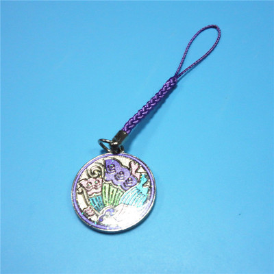 出口日本 金属不锈铁卡通印刷滴胶手机吊饰 合金滴油挂件 可定制