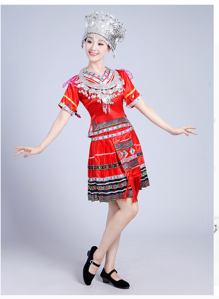 新款苗族演出服云南少数民族女装壮族瑶族土家族舞蹈服装成人苗服