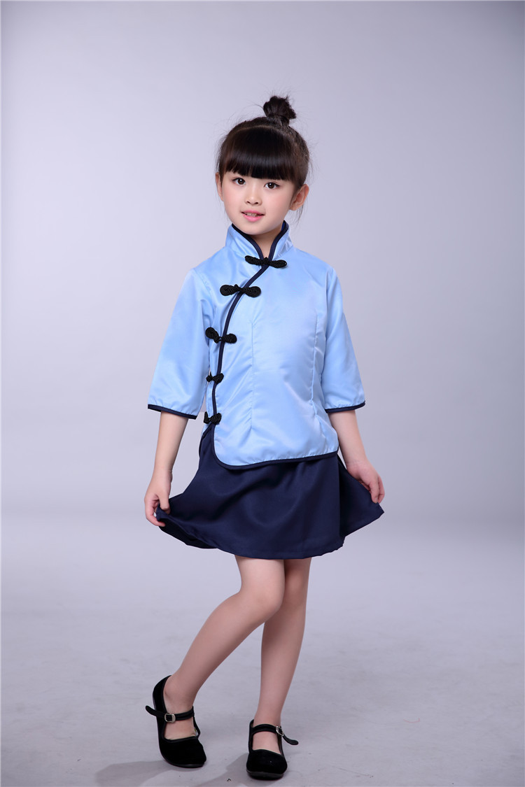 儿童民国学生装合唱服男女童中山装民国五四青年中小学生班服古装