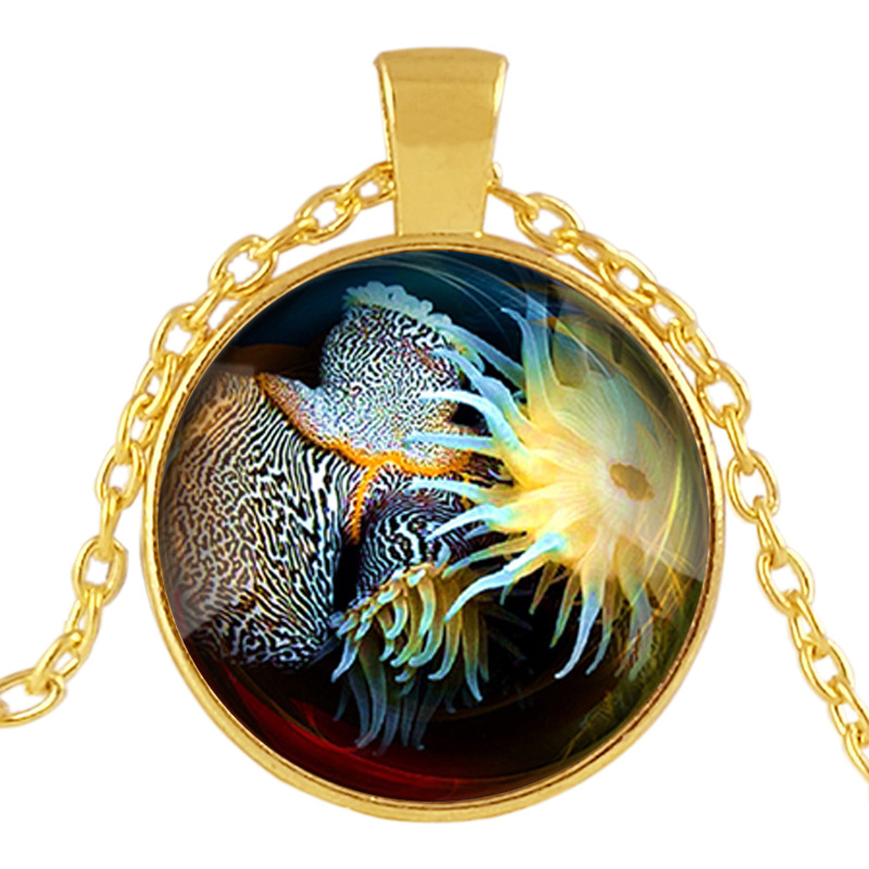 海底世界海星 海胆时光宝石吊坠项链 欧美流行毛衣链厂家批发g