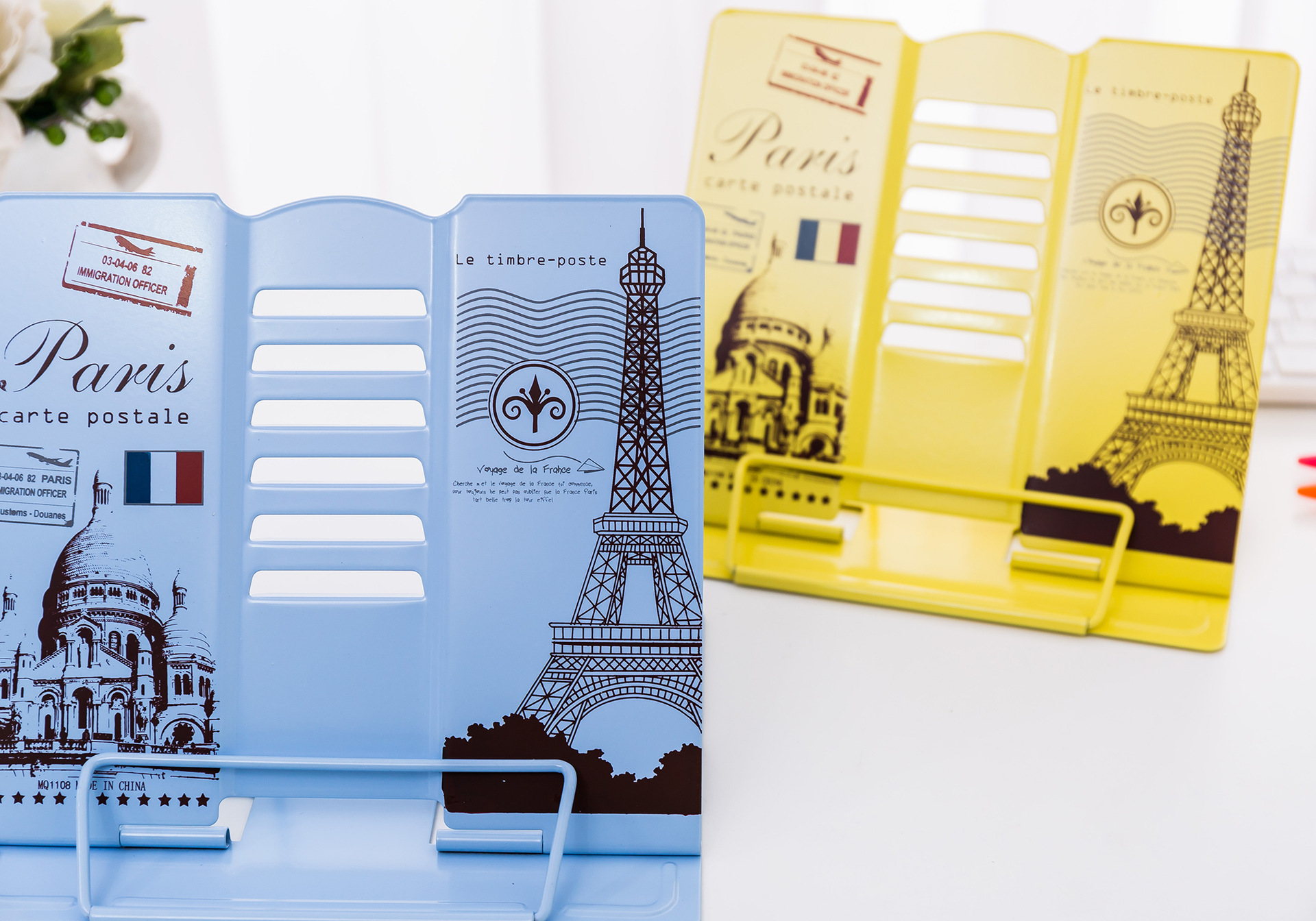 淘宝爆款学生桌面看书架阅读架韩国文具可折叠金属书立架工厂定制