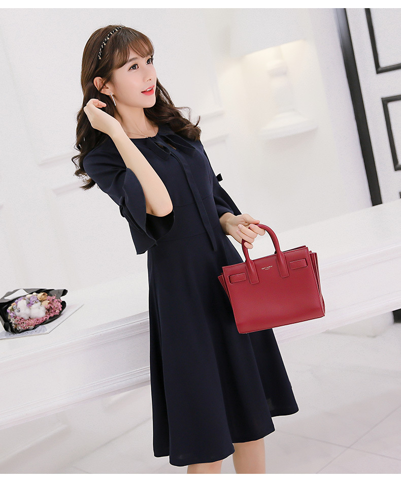 彩黛妃2018春夏新款大码针织韩版中袖连衣裙时尚显瘦纯色打底裙女