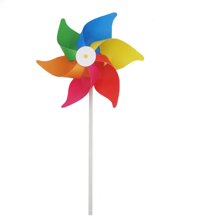 40cm六角六色风车六彩pvc景区装饰六叶风车广场热卖儿童户外玩具