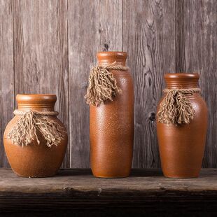 欧式创意复古手工陶罐陶艺陶瓷器花瓶摆件插花瓶花器客厅家居装饰