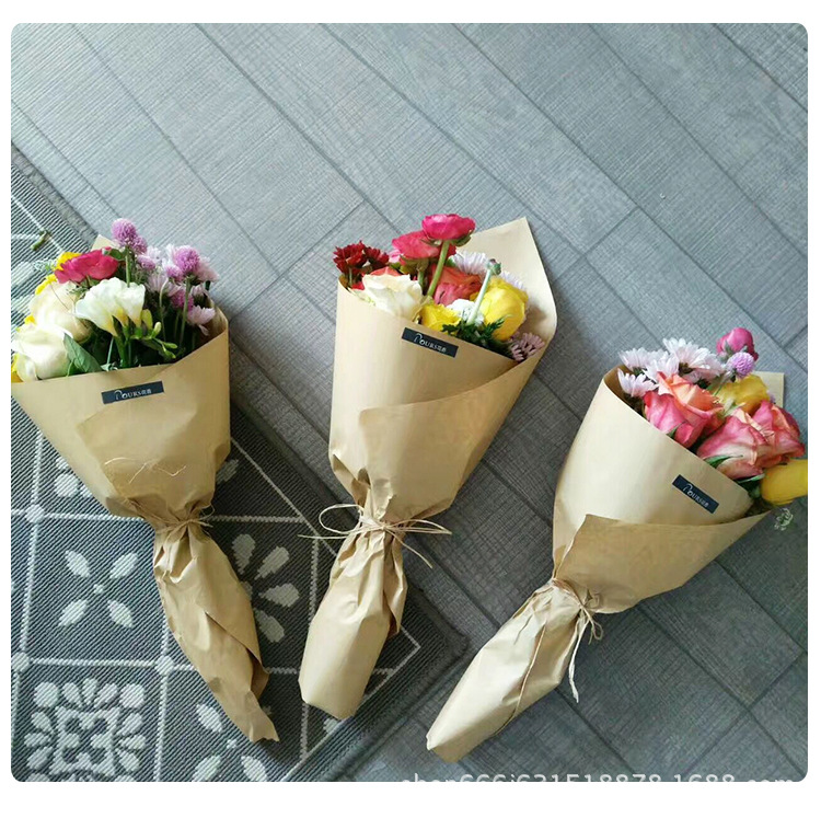 薇艺牛皮纸「45张」韩国花束鲜花干花礼品包装纸材料包书复古花店