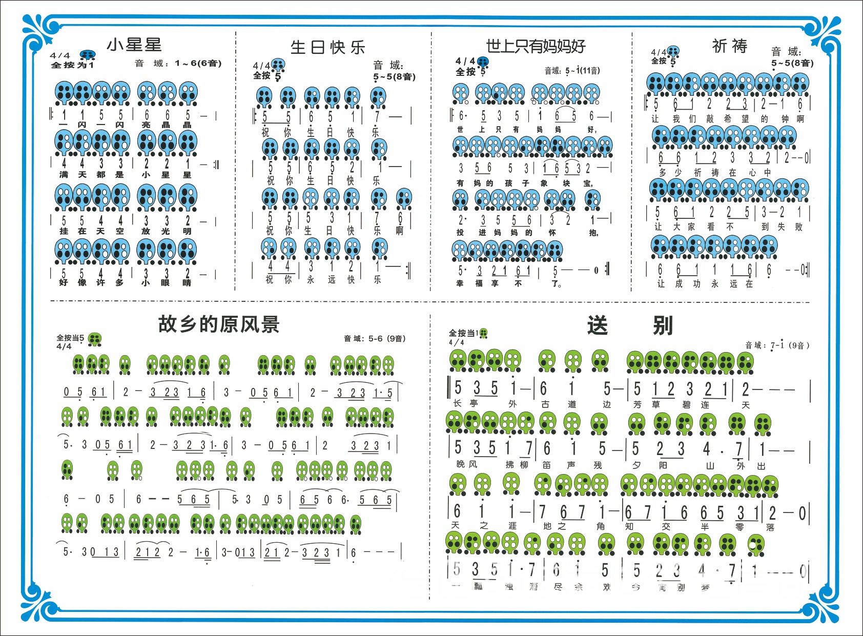 6孔陶笛卡农图片