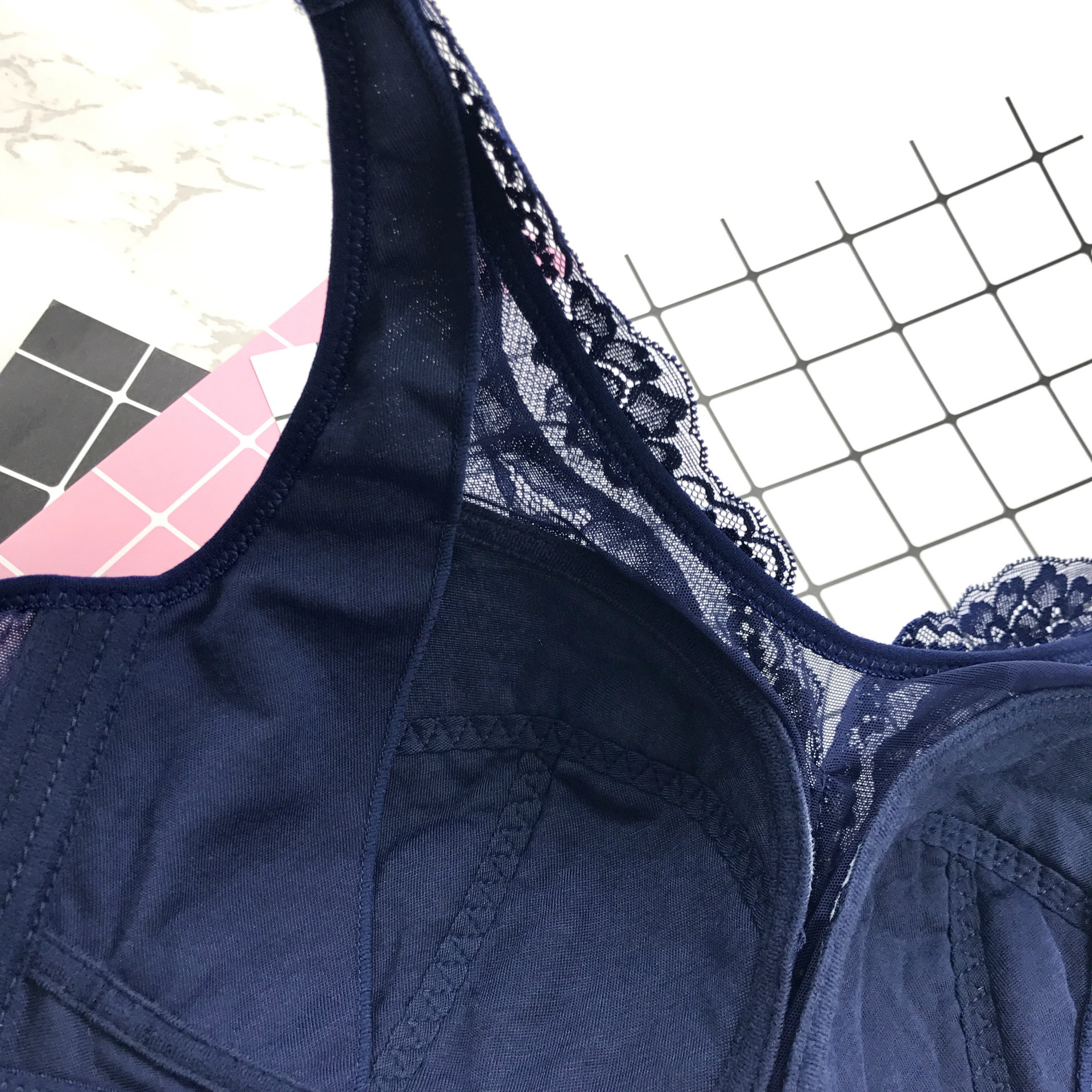 外单外贸d杯大杯大码无钢圈无海绵调整型防走光全罩杯文胸