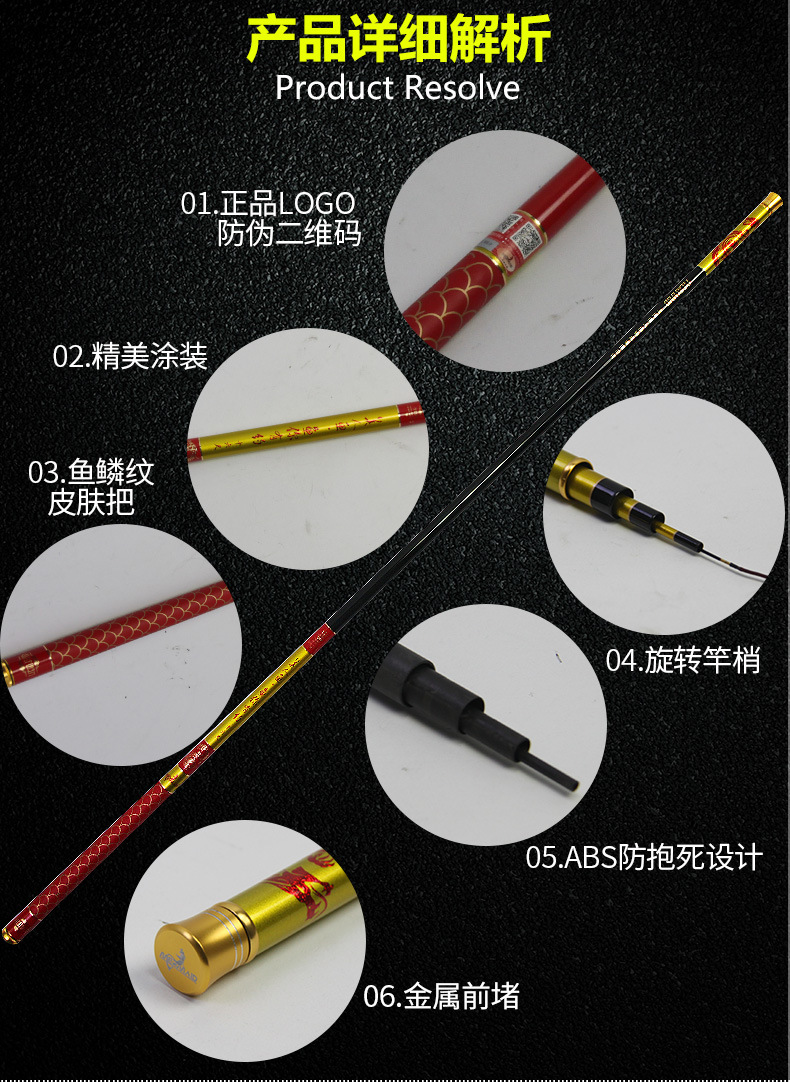 鱼你有约 美人鱼鱼竿手杆台钓竿 超硬28调高碳竿