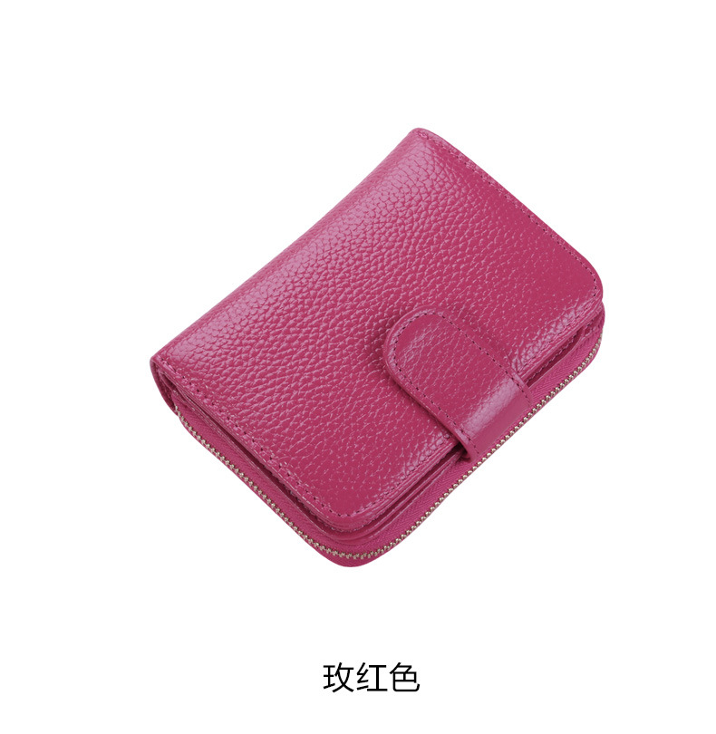 女士钱包真皮短款多功能卡包女式皮夹子拉链真皮驾驶证皮套女