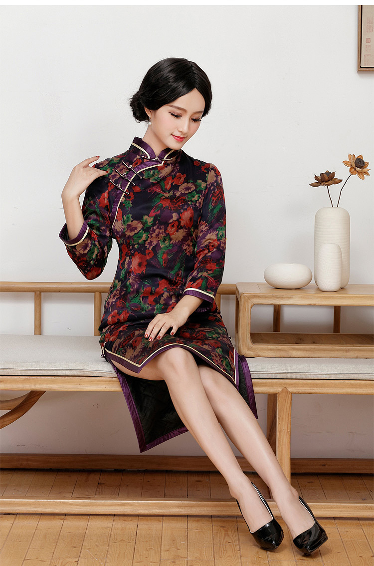 秋冬新款改良时尚云锦优雅修身优雅民族风精品宴会旗袍礼两件套