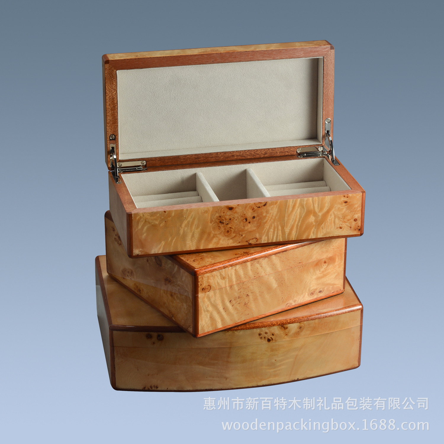 优质烤漆珠宝首饰包装盒 高档饰品盒内饰绒布 木质珠宝盒定制