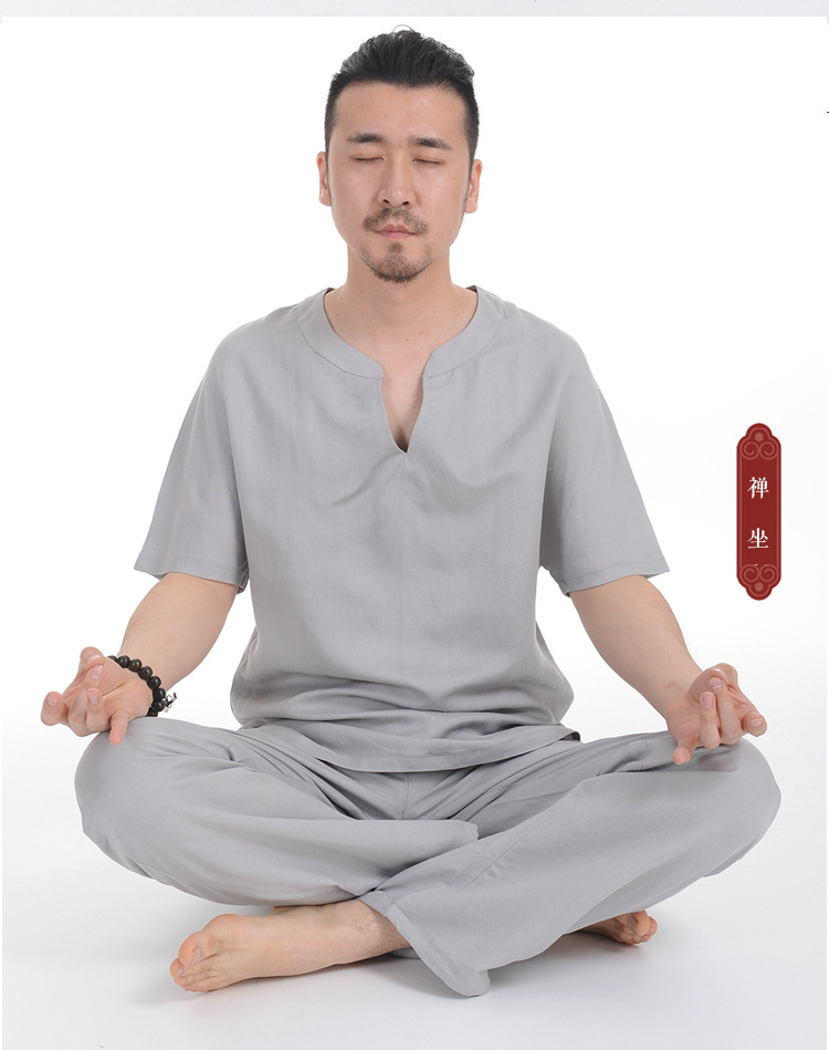 2019春夏新款男装禅意禅修服浓惠3501棉麻布衣短袖瑜伽服套装大码