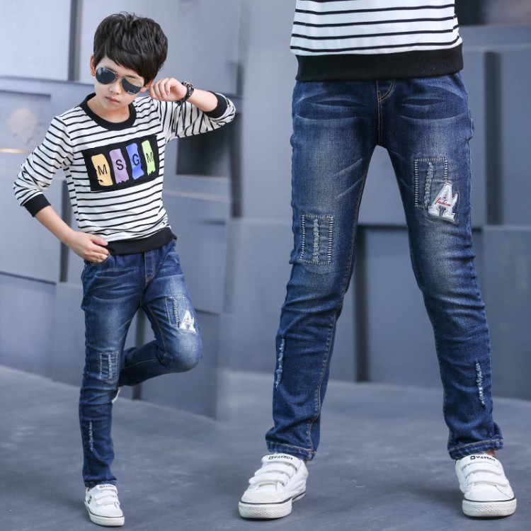 童装男童春季牛仔裤长裤2018新款韩版修身中大童男孩高腰单裤子潮