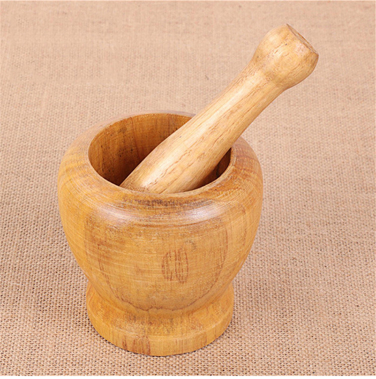 木质蒜臼捣碎器捣药罐木盅蒜泥器家用木臼辅食压蒜研磨器批发包邮