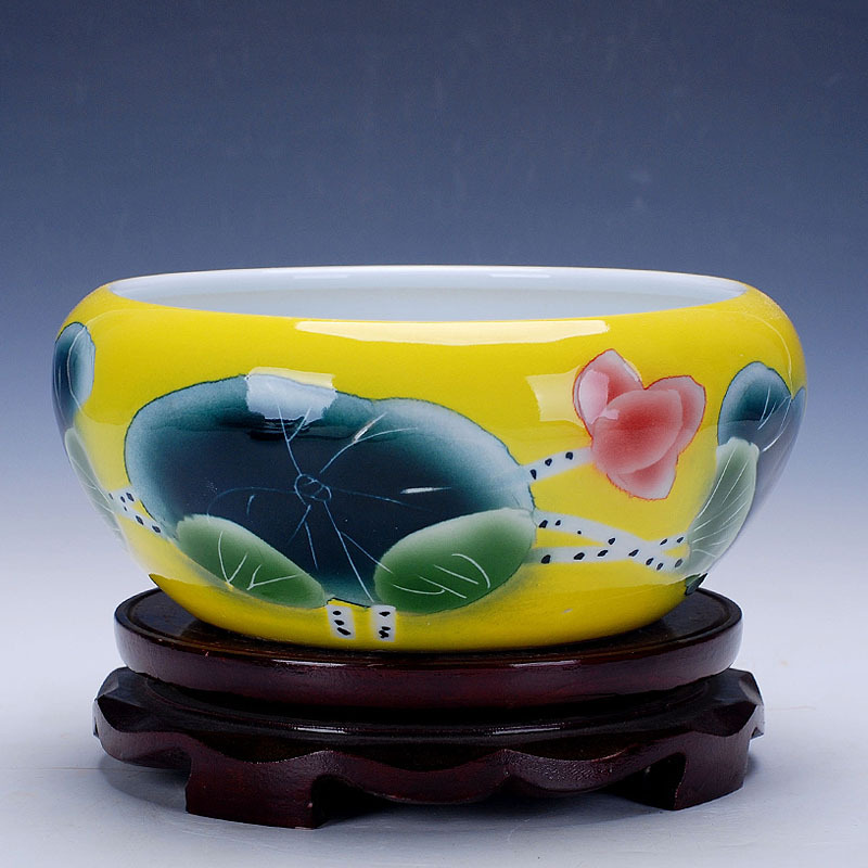 陶瓷小鱼缸景德镇荷花金鱼缸睡莲盆水仙碗莲乌龟缸水族笔洗养鱼盆