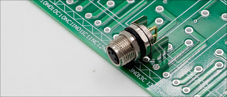 m8弯针插座90度焊板连接器3pin4芯5针6芯8pinpcb板防水插座