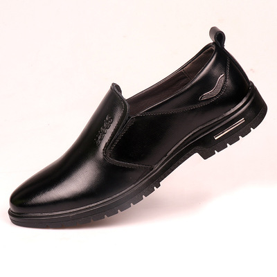 秋季新款男士一脚蹬皮鞋 二层牛皮圆头商务休闲皮鞋 休闲单鞋批发