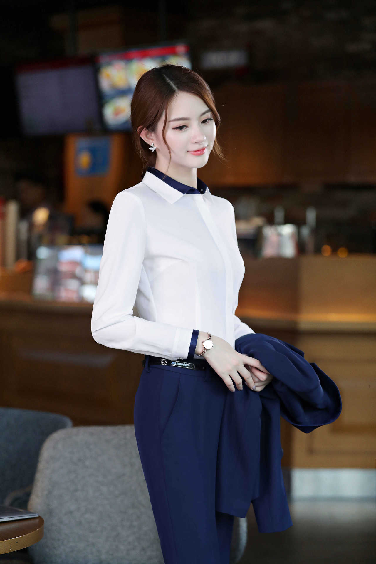 韩版白衬衫女士秋冬新款长袖职业修身工作服大码正式装ol衬衣团购