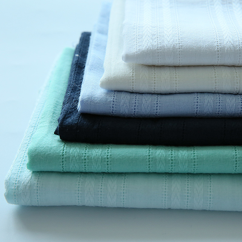 全棉梭织竖条提花面料 绞棕纱罗布 春夏轻薄文艺女装休闲布料