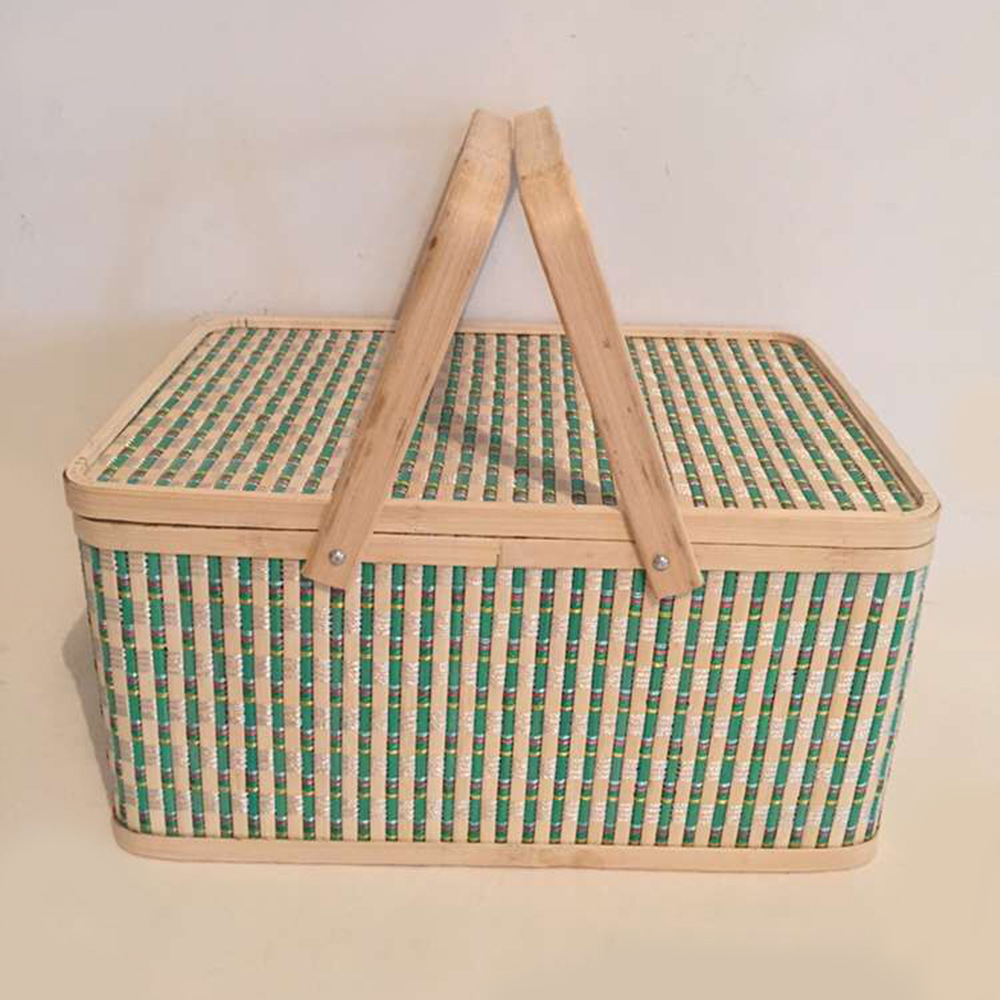 厂家手工编织带盖年货竹篮子端午礼品竹篮手提鸡蛋包装竹篮鸡蛋篮