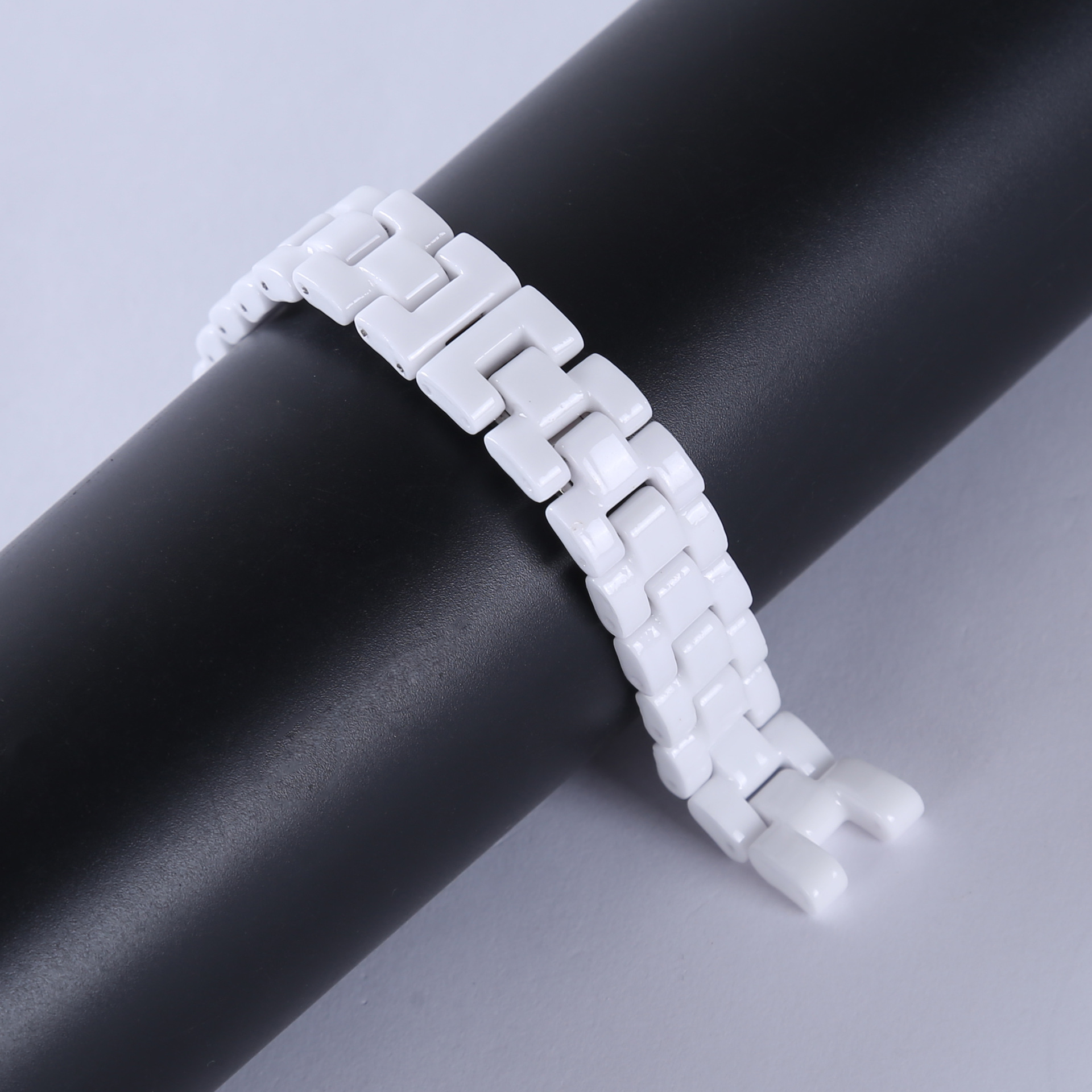 陶瓷表带白色 女式陶瓷手表带 凹口白色表带 男士表链7mm