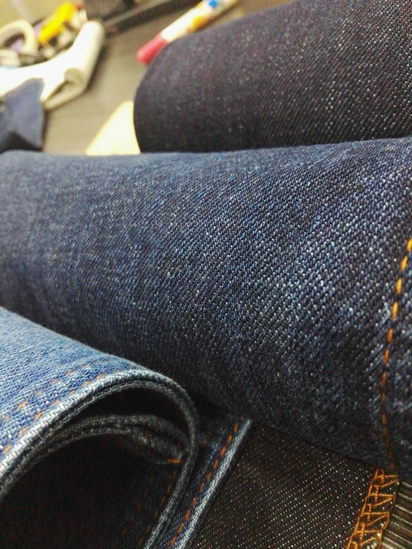 现货高档男装纯棉竹节粗犷加厚料大牌无弹牛仔布面料丹宁布denim