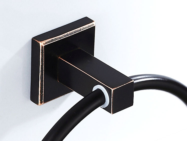 k9111 铜材质四方底座黑古铜色毛巾环圆形毛巾架 (1)