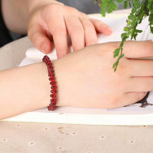厂家直销 天然石榴石手链 创意款 手工编织千千结 女人石开运手饰