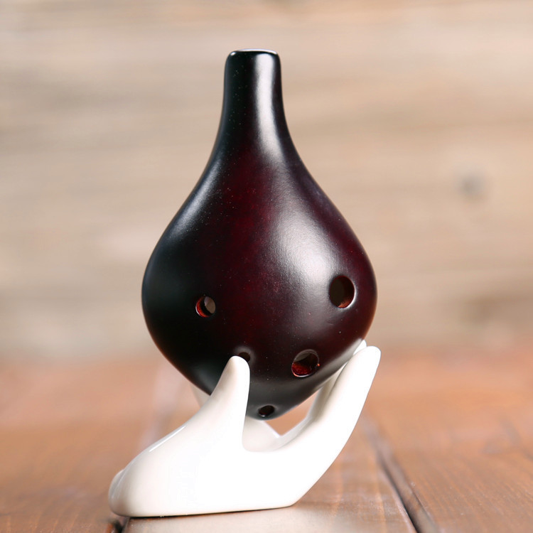 新款裂纹6孔陶笛陶瓷制作 民族乐器初学 教学六孔陶笛厂家批发