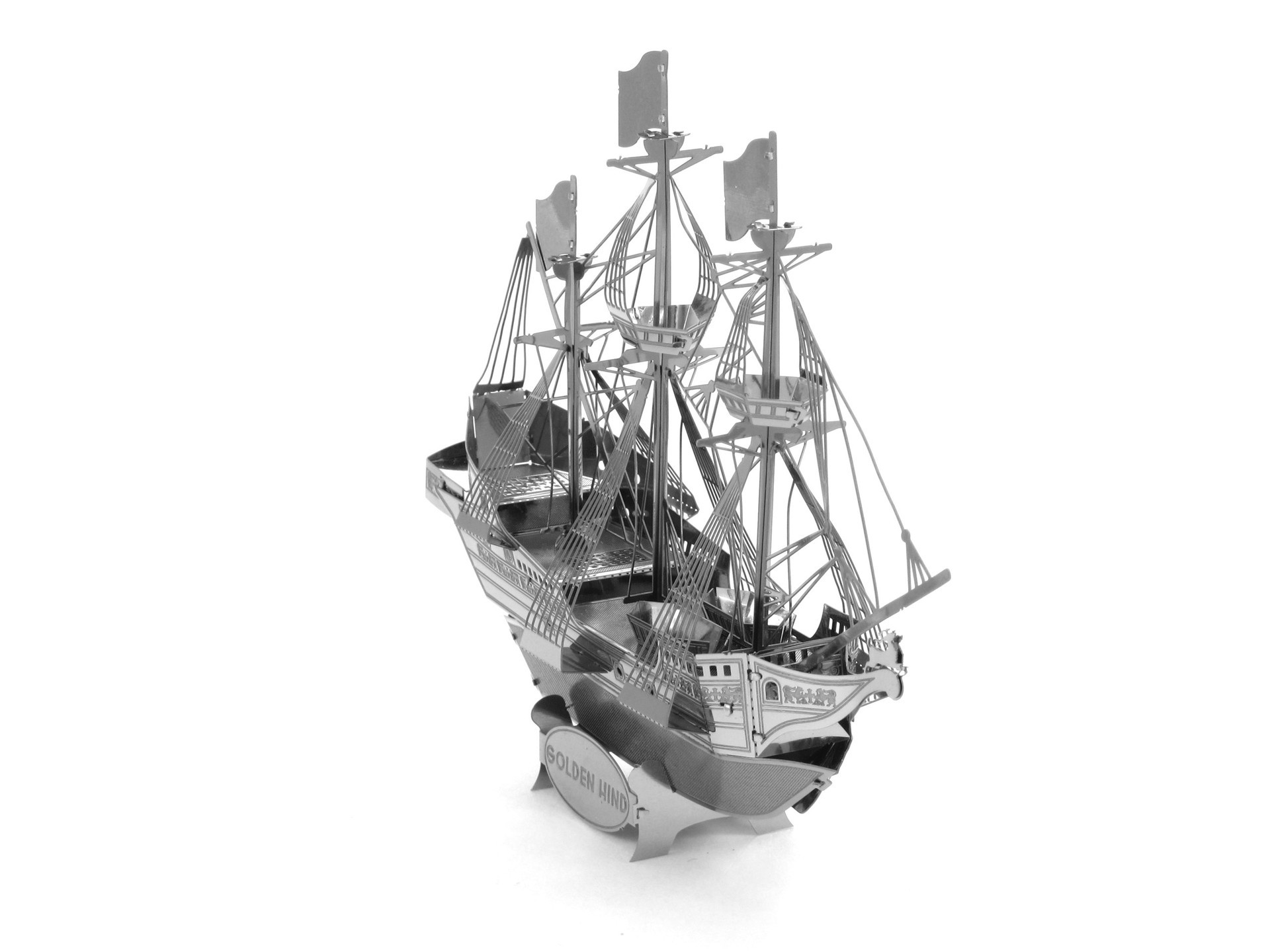 爱拼 全金属不锈钢diy拼装模型3d手工立体拼图 金鹿号海盗船-阿里巴巴