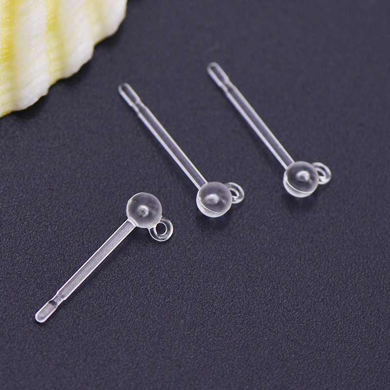 新款日韩流行透明树脂耳针 有吊圈子珠球针 环保不过敏-阿里巴巴