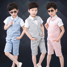 夏季男童休闲三件套装童装帅气韩版童装新款中小儿童礼服团体表演
