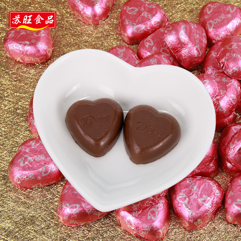 德芙心语心形牛奶夹心巧克力5.3g袋装1kg 散称结婚庆喜糖果