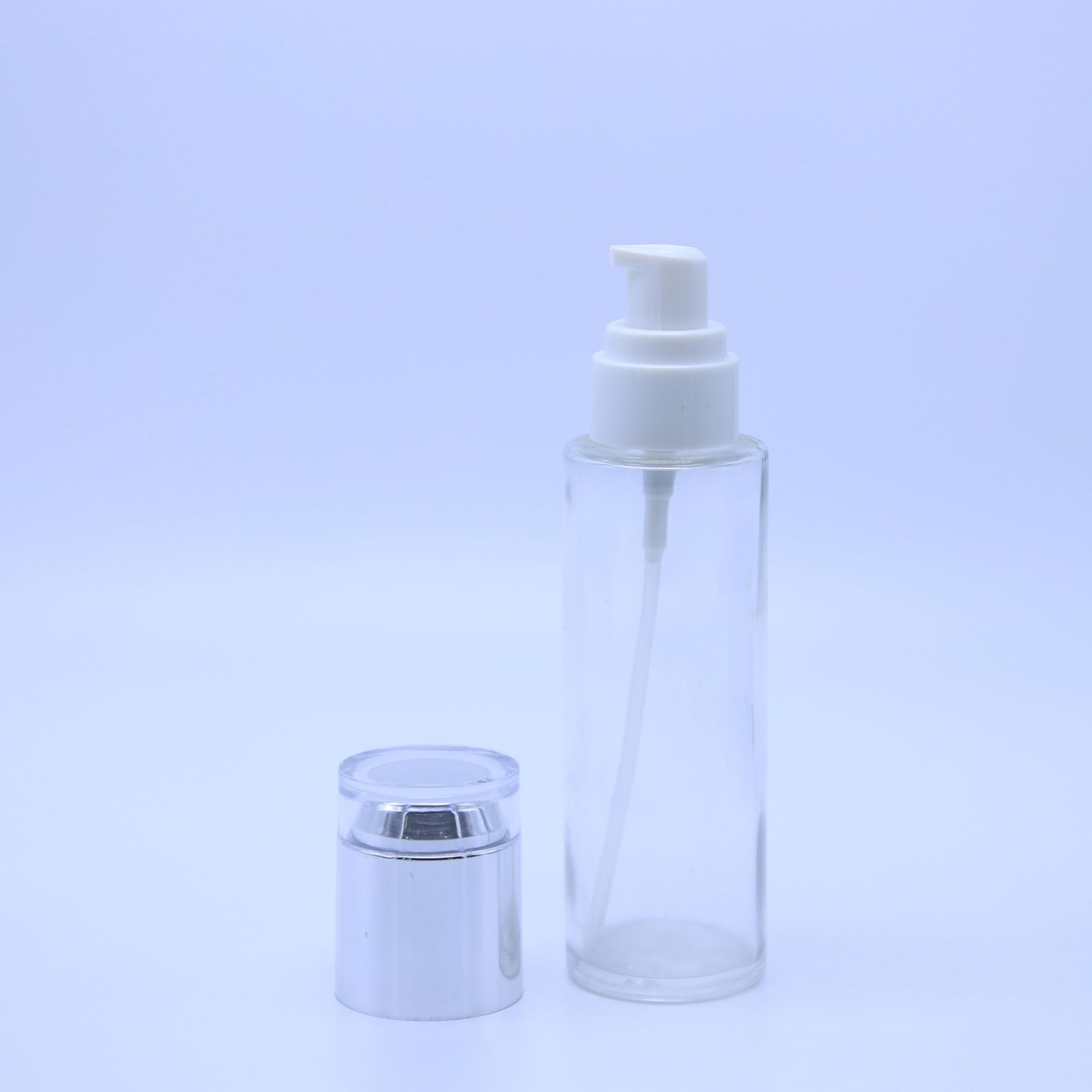 厂家直销乳液瓶120ml 高白料无气泡玻璃瓶分装乳液原液瓶带喷头