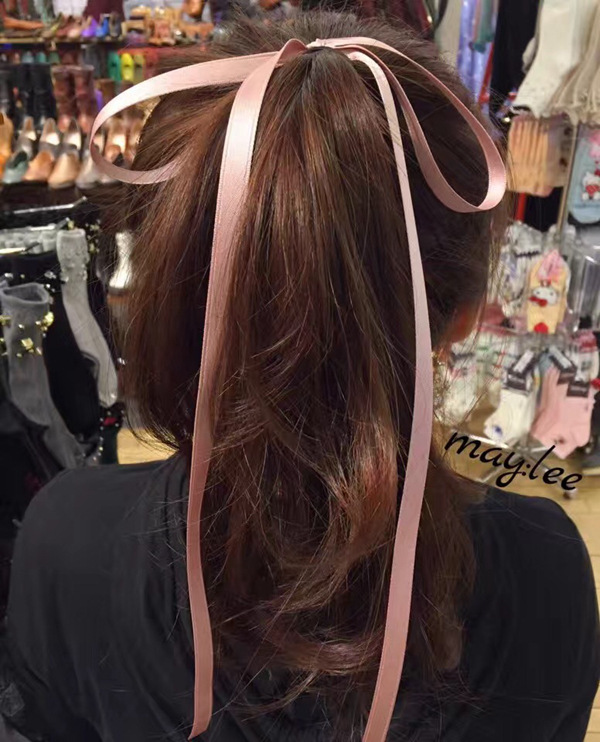 2017 New Hair Accessories Super Fairy Bow Ribbon Long Streamer Hair Rope Hair Ring Simple All-Matching Graceful Korean Elastic Band