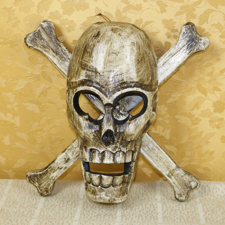 泰国木雕工艺品 东南亚实木手工雕刻骷髅头壁饰创意面具挂件