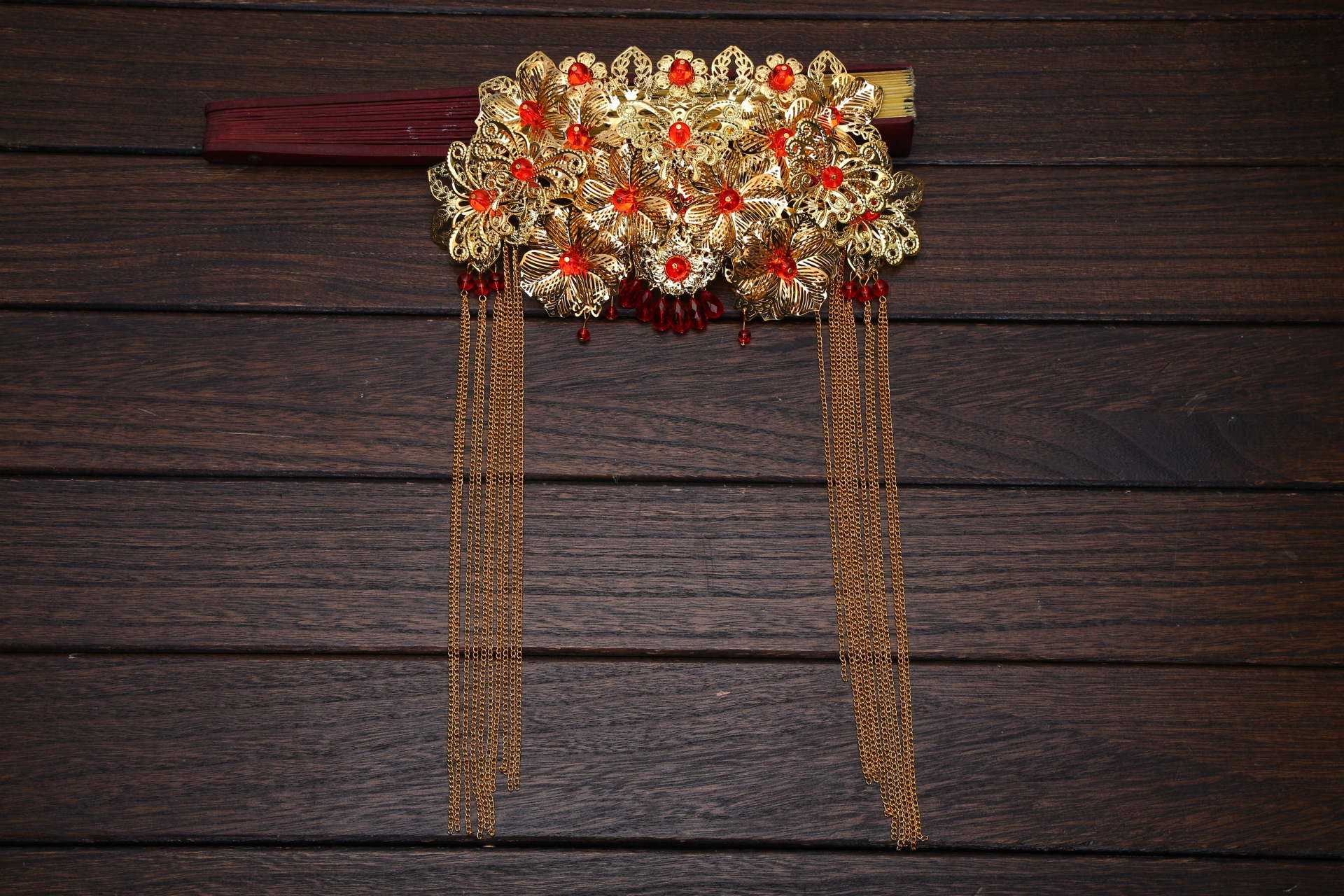 古装新娘凤冠头饰 古典流苏发梳插梳套装 秀禾服龙凤褂发饰品_发饰