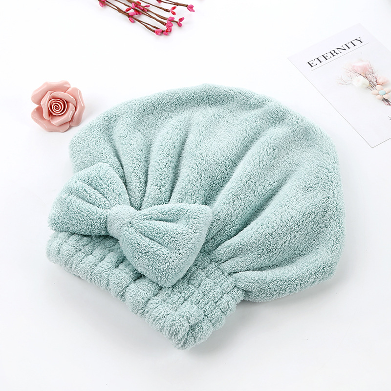 Coral Fleece Towel Absorbent Bath Cap Toupee Thickened Hair Cap Bow Hair Drying Hat Korean Style High Quality Bath