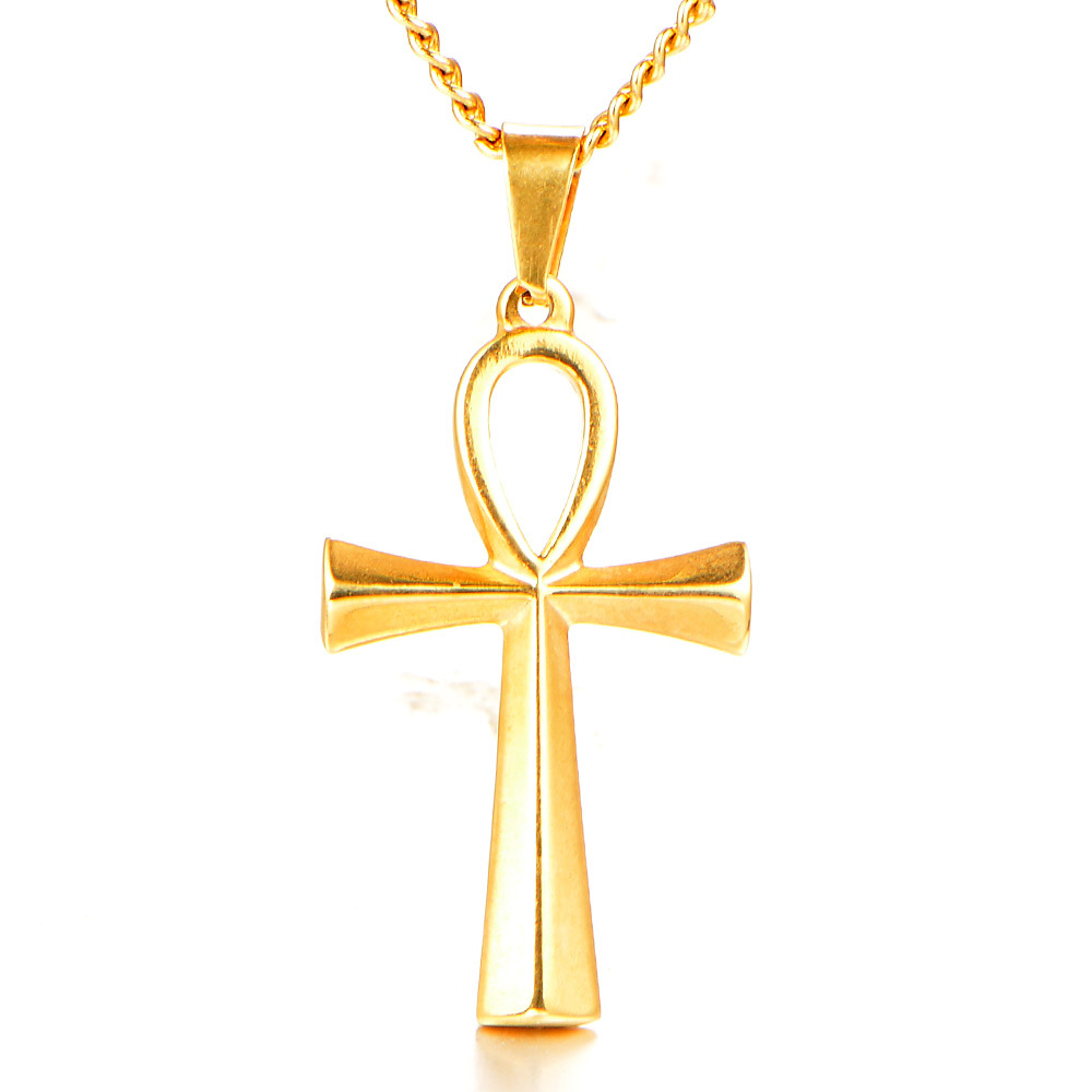 钛钢古埃及十字架 男士吊坠项链