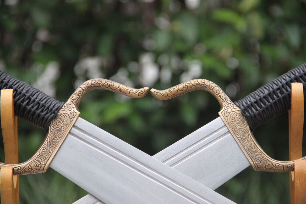 小龙刀剑永春双刀花纹钢手工铜装传统武术刀冷兵器未开刃