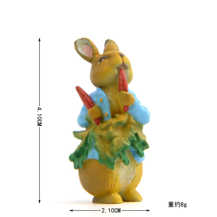 zakka杂货彼得兔吃萝卜带帽子兔子手办diy微景观园艺苔藓造景公仔