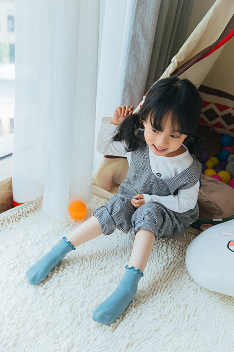 2017春秋冬季新款 棉儿童短袜 木耳边大中小女童袜子 花边条纹袜