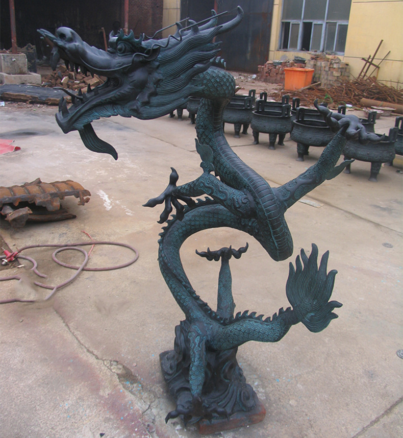 订制青铜盘龙雕塑 经典传统铸造去煞铜龙 yytd7-051