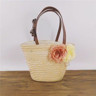 一件代发草编包 新款单肩花朵麦秸秆编织包 秀气时尚女包