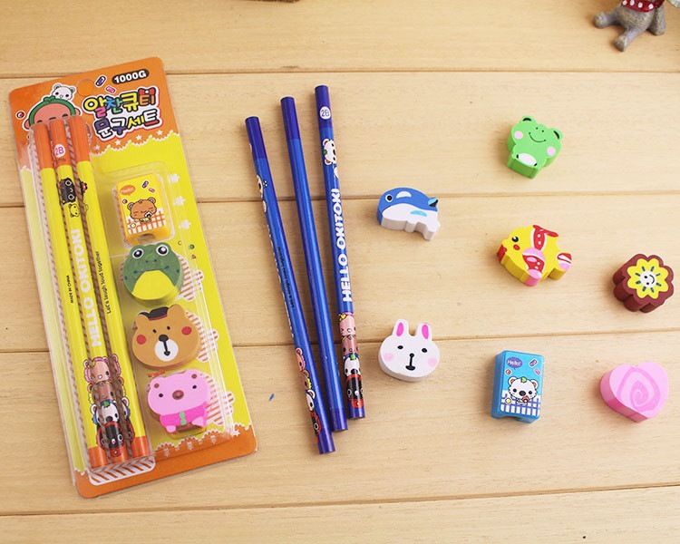 创意卡通橡皮铅笔文具套装 学生学习用品 圣诞节儿童礼物批发定制