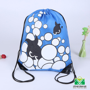 彩色卡通印刷收纳袋 通用包装背包袋 加印logo 涤纶布抽绳束口袋